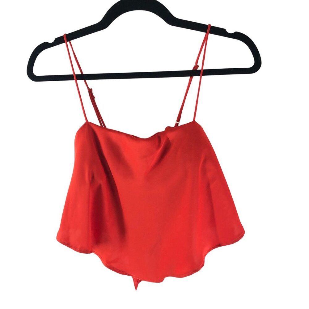Deluc Womens Crop Top Handkerchief Satin Shelf Bra Red S
